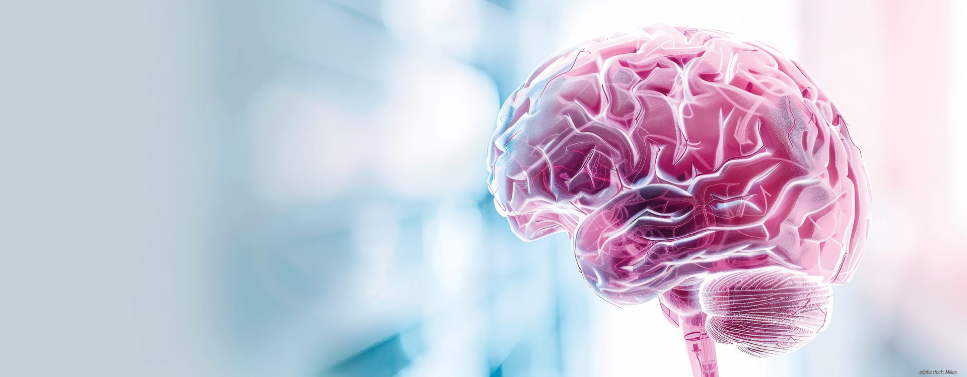 Stilisiertes, holographisches 3D-Modell des menschlichen Gehirns