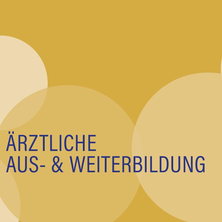 goldgelbe Kreise mit der Aufschrift Ärztliche Fort- und Weiterbildung