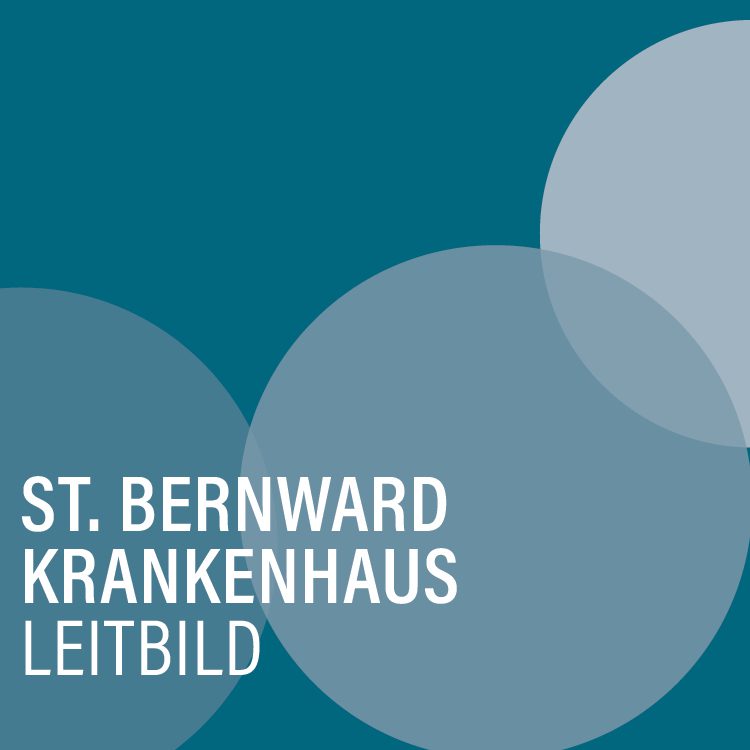 blaugraue Kreise mit der Aufschrift St. Bernward Krankenhaus Leitbild